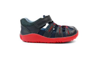 Navy + red
