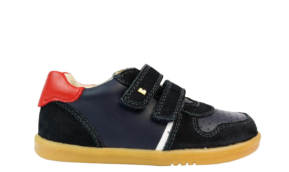 Navy + red