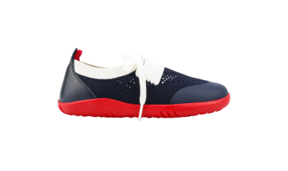 Navy + red